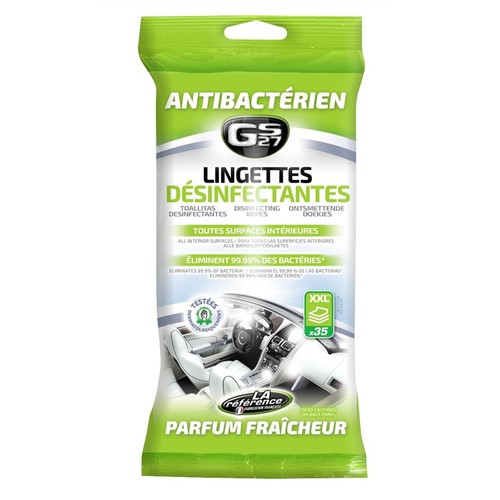 Interior Wipes LINGETTES GS27 - 35 piecs - LINGETTES GS27 DESINFECTANTES (LEVURICIDE-BACTERICIDE-VIRUCIDE)car intereior wipes35X - XXL made in france