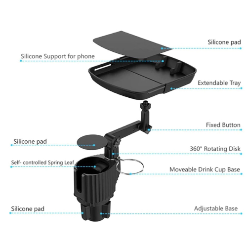 Car cup holder with food tray