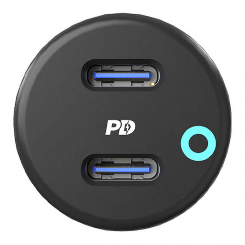 POWEROLOGY DUAL PORT LED CAR CHARGER PD 45W BLACK