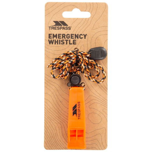 EMERGENCY WHISTLE - TRESPASS - An essential adventure accessory the Blast whistle is expertly crafted for emergencies featuring a brightly coloured design adjustable strap and even comes equipped with the emergency whistle signalling instructions on the packaging. Be safe not sorry with the Blast safety whistle.