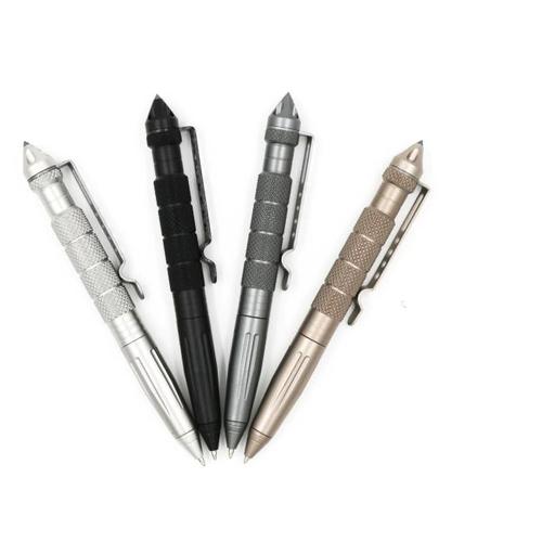 TACTICAL PEN - Tactical Pen Multipurpose Tool Self Defense Pen Glass Breaker Aluminum Alloy EDC Outdoor Survival Tool Writing Ballpoint Pen 
 
 This item is tactical self defense pen with multi-functions. The surface of pen-holder is anodized, to increase the pressure resistance of pen-holder. Adopt ultra strong anti-rust aircraft aluminum, and embedded high-quality metal pen refill. It can be used to attack badass for self defense, break glass, smash windows for survival. It's also a practical and functional tool with sharpened diamond-shaped attack head, emergency writing, daily signature, easy to carry and convenient to use. Now keep this pen with you and feel safe! 
 Features: 
 *Serious Self Defense Pen & Fast to Deploy: Low profile robust SWAT badass self defense pen by grasping the pen in one move out from your pocket for survival. 
 *Multipurpose Tactical Pen for Wide Application: Features aircraft aluminum tip glass breaker, diamond-shaped attack head, writing ballpoint pen. 
 *Never Get Trapped In Danger: Aircraft aluminum (used in sharpened diamond-shaped attack head) tip glass breaker smashes windows, diamond-shaped attack head also can beat back bad people, always feel safe in life-threatening situations with this easy to conceal self defense tool in hand, stable thumb grip to apply maximum force. Great for travelers, hikers, hunters, campers, etc. 
 *Refillable Fluent Writing Pen: Amazing writing touch ballpoint pen for heavenly smooth writing, compatible with standard refill - Free 1 ink cartridge, all securely packaged in a gift box. 
 *Refills can be rotated and retracted, refill can be protruded when clockwise rotation, and anti-clockwise rotation can hide the refill. It's convenient, flexible and practical to use. 
 *Solves Other Brands Weakness: NO weak impact end, NO fragile push button mechanism, NO pen lost due to a loose cap, common ink cartridge EASY TO REFILL, NO ink leak. 
 Specifications: 
 Type: Tactical Pen 
 AVAILABLE Color: BLACK - SILVER- GRAY- BRONZE 
 Accessories: 1 * Refill 
 Pen Body Material: 6061 Aluminum alloy 
 Attack Head Material: Anti-rust Aircraft Aluminum (glass breaker) 
 Item Size: Approx. 148mm * 150mm 
 Item Weight: Approx. 46g