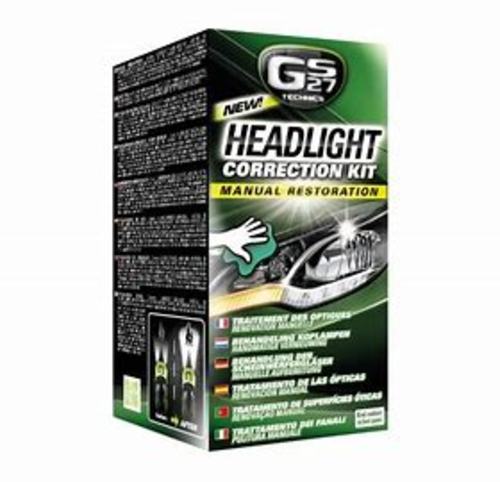 Headlight Correction kit - Over time, headlamps can fall into disrepair and become dull. It leads to a reduction of light intensity. If you do nothing about it, your headlamps may become completely opaque. It is dangerous and your car might be denied its technical test acceptance. Thanks to the GS27 Technics Headlight Correction Kit, you will be able to do the repair yourself. Very easy to use, you won’t need any tools: all the accessories are included in the kit. Without any dismantling needed, and in 2 easy steps, your headlamps will be transparent and shiny again. Application: for slightly yellowed and tarnished headlights. For very tarnished or opaque headlights, choose the GS27® Technics Headlamp Restoration Kit, with machine use.