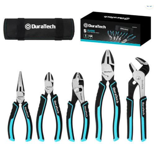 DURATECH 5-Piece Pliers Set - Material: Alloy Steel Head Style: Hex Finish Type: Powder Coated Item Weight: ‎2.87 pounds Size: 1/4'', 3/8'' & 1/2'' Dr. Breaker Bars Includes: 1/4'', 3/8'' & 1/2'' Drive Breaker Bars Heavy Duty