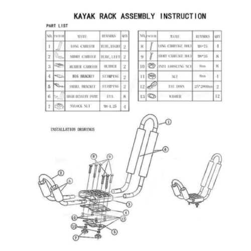 HEAVY DUTY KAYAK CAR ROOF CARRIER RACK