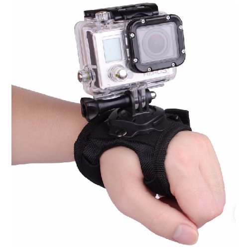 360-Degree Rotation Glove for Cameras - 360 Degree Rotation Hand Strap Wrist Belt Mount for Go Pro Description: Get this Delicately Made Fixation Band for your Go Pro Hero, to infinitely free your hands, playing fun while photographing at the same time can be achieved by this way. Glove style, adjustable size, hand or wrist wear up for you.