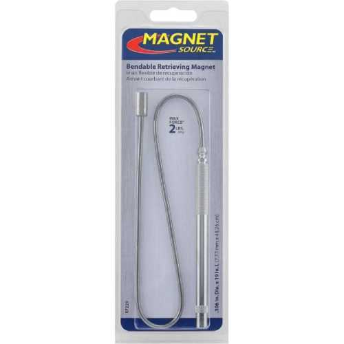 MAGNETS 19 BENDABLE RETRIEVING MAGNET - MAGNETS  19 BENDABLE RETRIEVING MAGNET

STRONG MAGNET: This handy retrieving magnet features a neodymium tip. Neodymium is one of the strongest rare-earth magnets commercially available  
BENDABLE MAGNET: The aluminum handle is 4.5 inches with an etched hand grip for gripping convenience. The bendable shaft is 14 inches long and the aluminum tip with the magnet is 0.5 inch long. In total, this pick-up tool can reach up to 19 inches  
LIFT CAPABILITY: The neodymium tip magnet has a 2-pound pull. Pick up screws, nuts, nails, bolts, and other ferrous metal items from hard-to-reach places like around corners or under hard-to-move furniture. Simplify your work and your life by using the Master Magnetics magnetic pick-up tool  
GREAT FOR THE OFFICE: Add this magnetic pick-up tool to your office supplies for easy cleanup of paper clips, staples, batteries and more   
MANY HOME USES: Use the Master Magnetics bendable magnet tool at home. Easily locate dropped needles, pins and bits of wire to protect, feet, pets and vacuum bags. Snake it through drains to retrieve lost items. The overall tip diameter is 0.312 inch