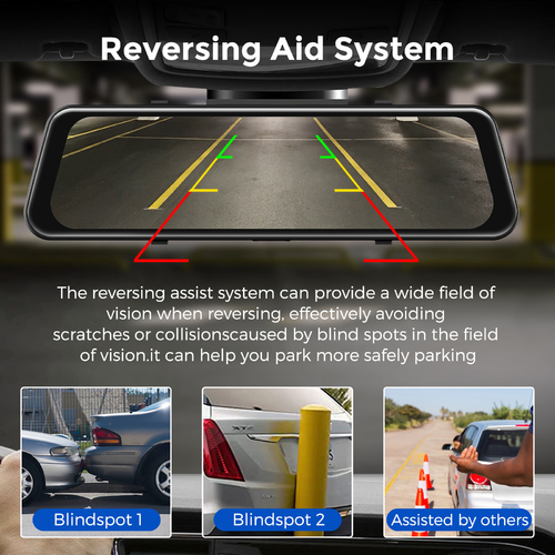 AZDOME touch screen streaming rearview mirror dash cam 9.66