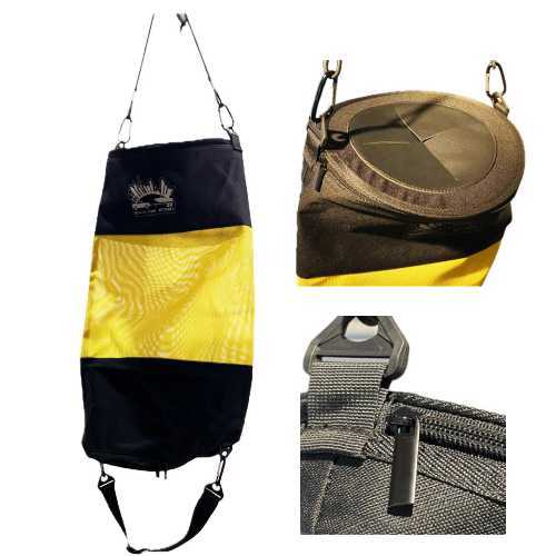 Waterproof mesh multi-pouch bag - Portable Large bag withLeak Proof Marine Mesh  
 * Bottom Zipper & Easy Clean: Double zipper head design , easy to open and close, easier to clean, and better to clean * opener at the bottom strap connection * Edge Reinforcement Design: The stitching of the lining of our boat  adopts a hemming reinforcement design to effectively prevent tearing. High-quality waterproof nylon material and Tear-resistant mesh material.Not afraid of wind, rain and sun. * Straps of  Bag: The upper and bottom straps are used to secure the trash can, Avoid garbage flying out during the voyage. * High Capacity: Large capacity size design”90cmX27cm”,Holds more than a 50 empty cans.