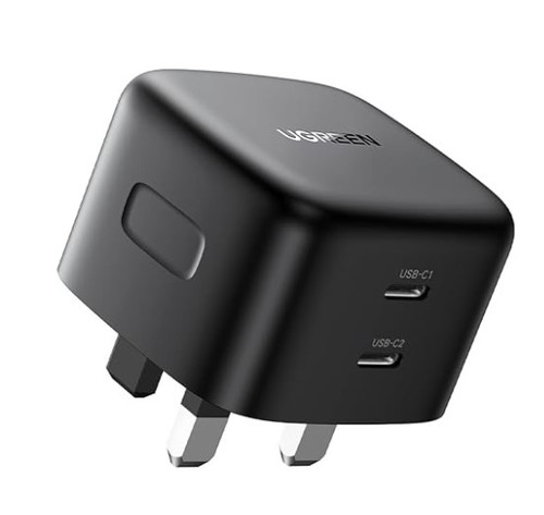 UGREEN PD FAST CHARGER (65W DUAL USB-C) - 65W Fast Charger: With max 65W output via C2 port, this usb c charger plug provides a full charge speed for most devices. e.g MacBook Pro 16