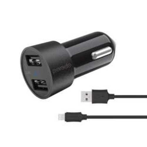 Porodo Dual USB Car Charger 3.4A with Lightning Cable