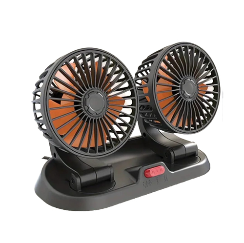 Double Head Vehicle Fan (12V Lighter Power) - Description:

Strong wind
Two gears of wind
360 rotation
Double Use
Adjust up & down
Adhesive to stick wherever
12V Power plug from car cigarette lighter
Phone number display