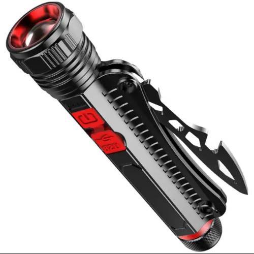 Multifuction flashlight - USB chargingwaterproof window hummer hidden pocket knife Type-C charging phone charging