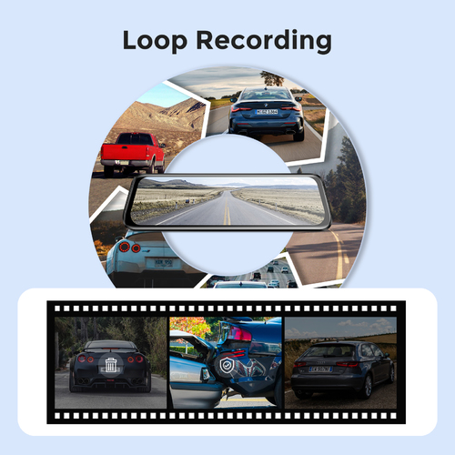 AZDOME touch screen streaming rearview mirror dash cam 9.66