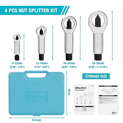 DURATECH 4 Pcs Metal Nut Splitter Kit