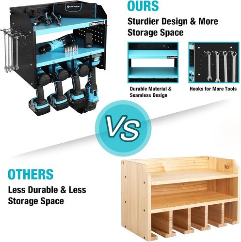 DURATECH Power Tool Organizer Wall Mount with Power Strip