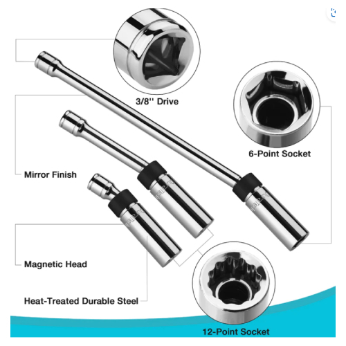 DURATECH 3-Piece Magnetic Swivel Spark Plug Socket Set