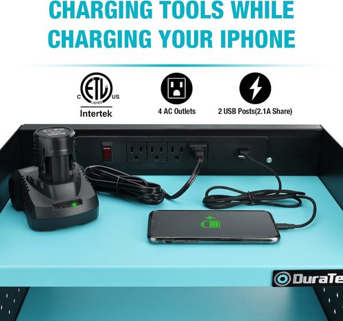 DURATECH Power Tool Organizer Wall Mount with Power Strip