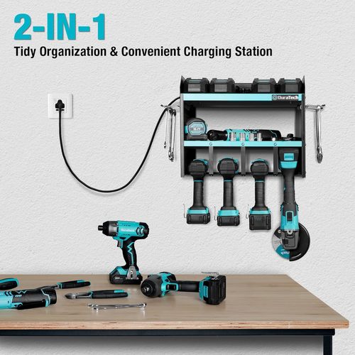DURATECH Power Tool Organizer Wall Mount with Power Strip