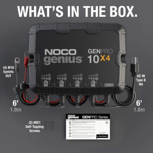 NOCO Genius GENPRO10X4, 4-Bank, 40A (10A/Bank) Smart Battery Charger