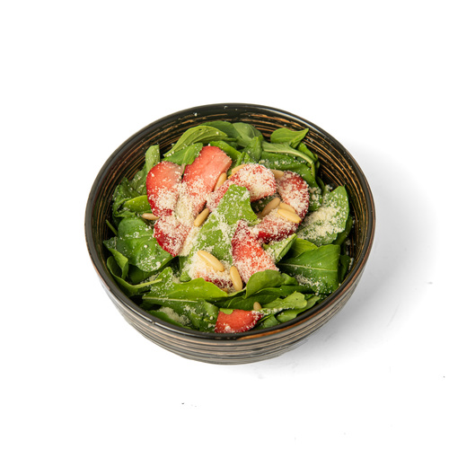 Roca salad - Rocca Lettuce, lemon design, Pine
nuts and Cherry Tomato, Parmesan Cheese, 39, Carb 11 and
Protein 12, Cal 289