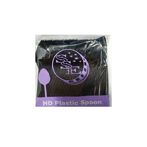 Black thick plastic spoons, 50 pieces - Unit:  bag Tensile: 50