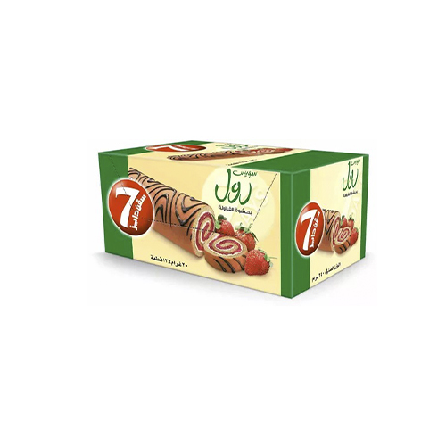 7 Days Swiss Roll with strawberry filling, 20 gm, 12 pieces - Unit : Cartoon 12pcs