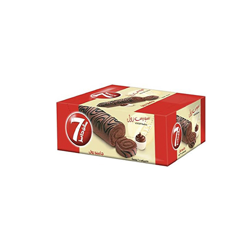 7 days Swiss roll with cocoa filling, 20 gm, 12 pieces - Unit : Cartoon 12pcs