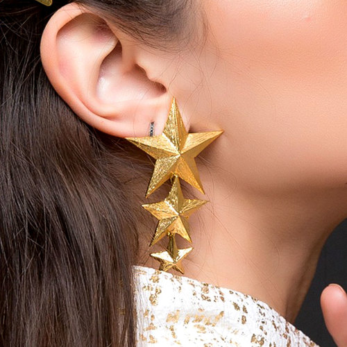 Handmade earrings - Gold plated stars earrings