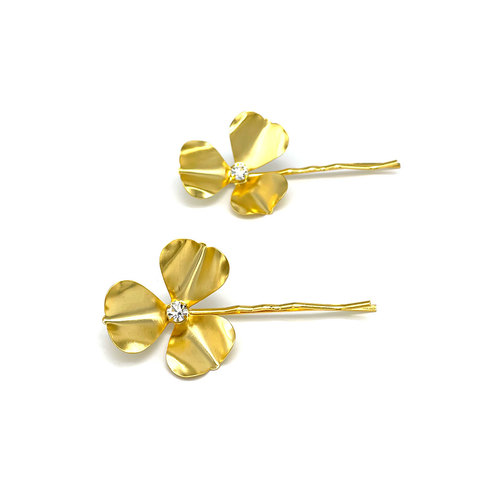 Handmade hairpin - A set of 2 gold plated hairpins with Swarovski