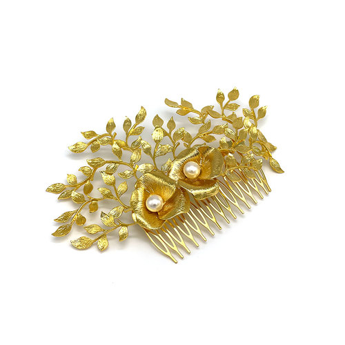 Handmade hair comb - gold plated