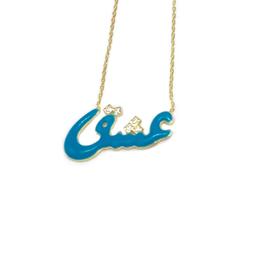 Sterling silver necklace - gold plated blue color