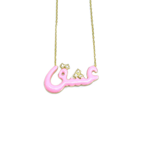 M Collection By Michella - Sterling silver necklace - gold plated pink color