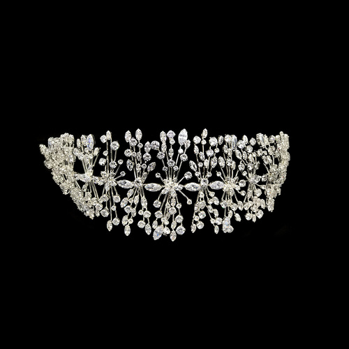 Silver headband with cubic zirconia stones