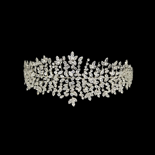 Silver headband with cubic zirconia stones