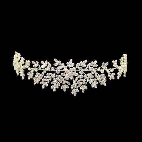 Silver headband with cubic zirconia stones