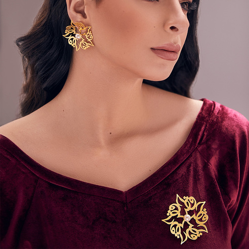 Handmade Brooch - Flower Qatar collection Gold plated