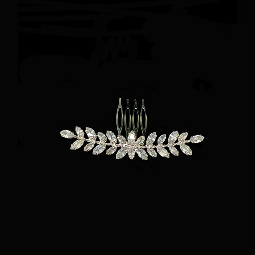 M Collection By Michella - Silver hair comb with cubic zirconia stones