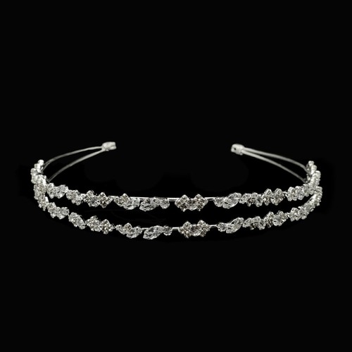 Silver headband with cubic zirconia stones