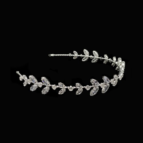 Silver headband with cubic zirconia stones