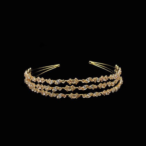 Gold headband with cubic zirconia stones