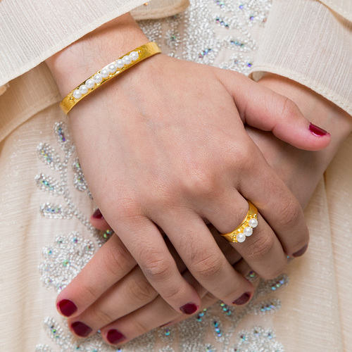 Handmade set - gold plated set of bracelet and ring