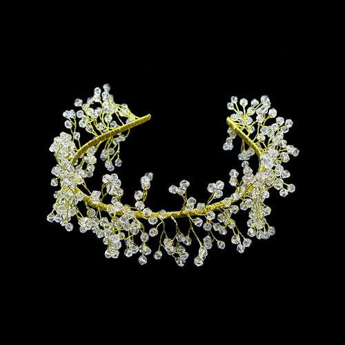 M Collection By Michella - Silver and Gold headband with cubic zirconia stones