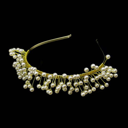 Gold headband with cubic zirconia stones