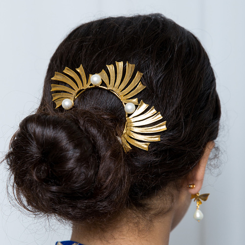 Handmade hair comb - gold plated