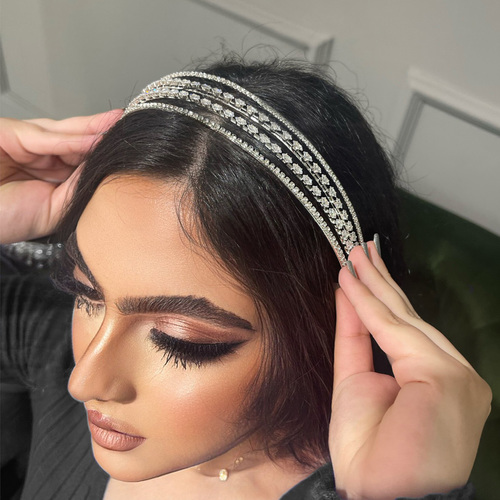 Silver headband with cubic zirconia stones