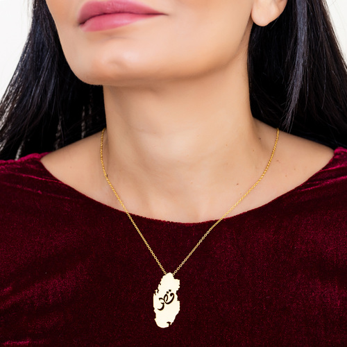 Qatar Map Necklace - Gold plated