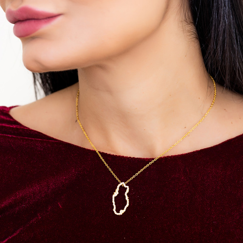 Qatar Map Necklace - Gold plated