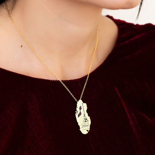 Qatar Map Necklace - Gold plated