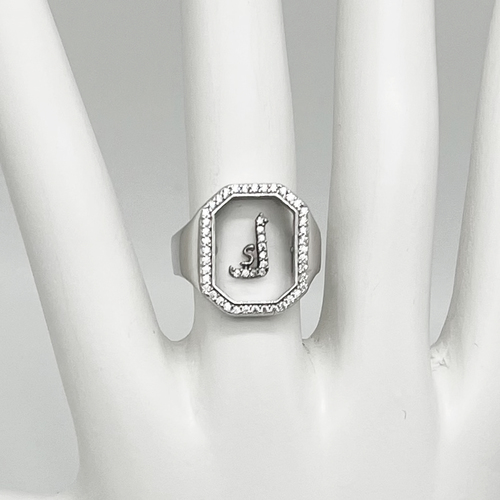 M Collection By Michella - 925 Sterling Silver Letter Ring