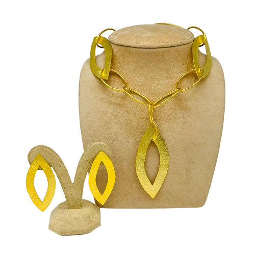 Handmade set - gold plated set of necklace and earrings